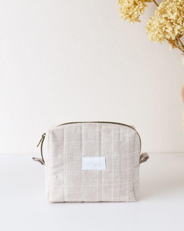 Beauty case quadri beige