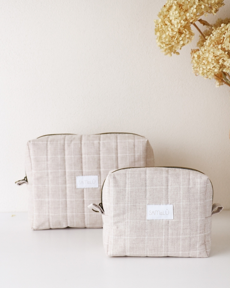 Beauty case quadri beige - immagine 3