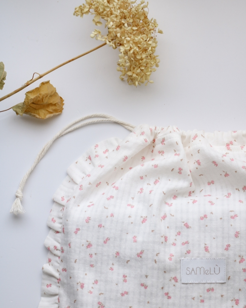 Sacca Cambio con Rouches fiori rosa - immagine 3